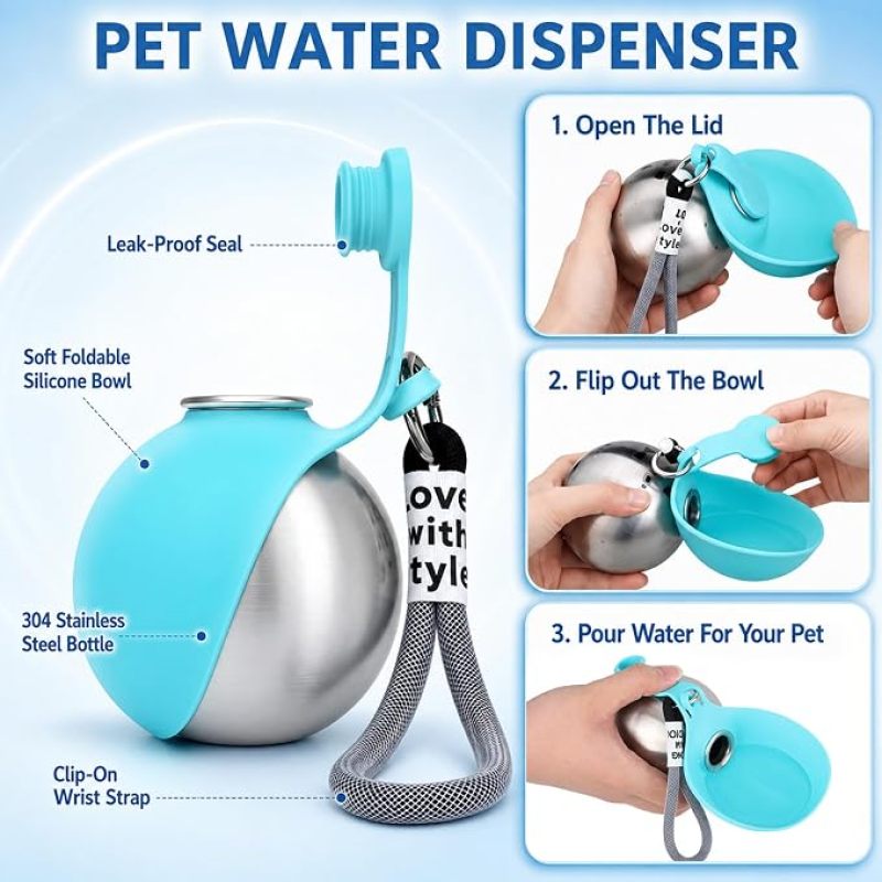 Wholesale Stainless Steel Dog Water Bottle Portable Leakproof Pet Travel Waterer Outdoor Drinking Feeder