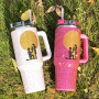 Wholesale Stainless Steel Rhinestone Tumblers Metal Cup 1200ml Travel Coffee Mug 40oz Tumbler With Handle