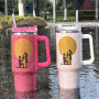 Wholesale Stainless Steel Rhinestone Tumblers Metal Cup 1200ml Travel Coffee Mug 40oz Tumbler With Handle