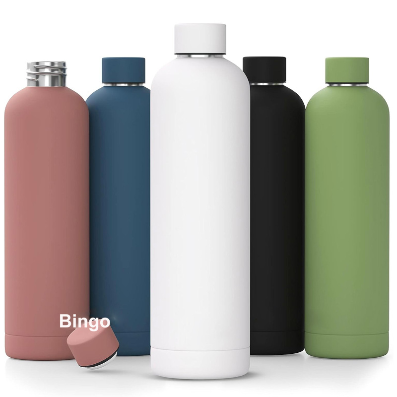 Wholesale Customized Colorful Double Wall Thermos Stainless Steel Matte Paint Outdoor Sports Small Mouth Water Bottle