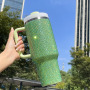 Wholesale Multicolour Rhinestone Bling studded 40oz Bling Tumbler Diamond Bedazzled Coffee Mug with Handle Lid and Straw