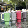 Wholesale Multicolour Rhinestone Bling studded 40oz Bling Tumbler Diamond Bedazzled Coffee Mug with Handle Lid and Straw