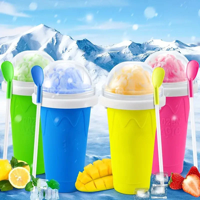 Magic Slushy Cup Quick Frozen Smoothie Drink Silicone Cup Squeeze Ice Cream Slushy Maker Cup Milk Shake Ice Cream Maker DIY