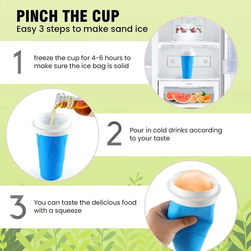 Magic Slushy Cup Quick Frozen Smoothie Drink Silicone Cup Squeeze Ice Cream Slushy Maker Cup Milk Shake Ice Cream Maker DIY