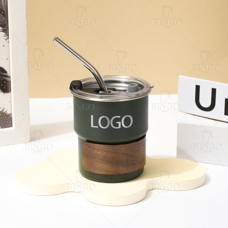 Wholesale Outdoor Camping 304 Stainless Steel Cup Beer Mug 300ml Coffee Mug With Straw