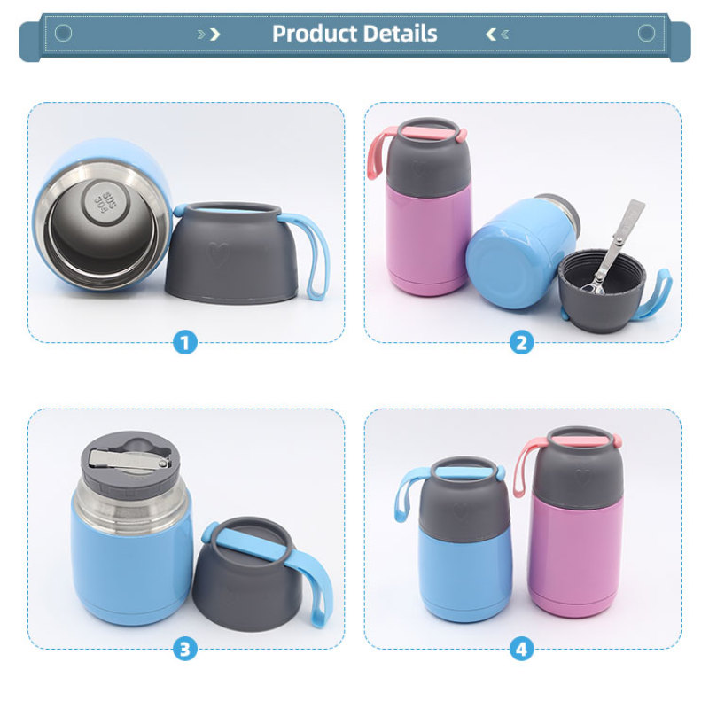Food Jar Pot Customized Capacity Logo Color New Hot Selling Design Double Wall Insulated Stainless Steel Container with Spoon