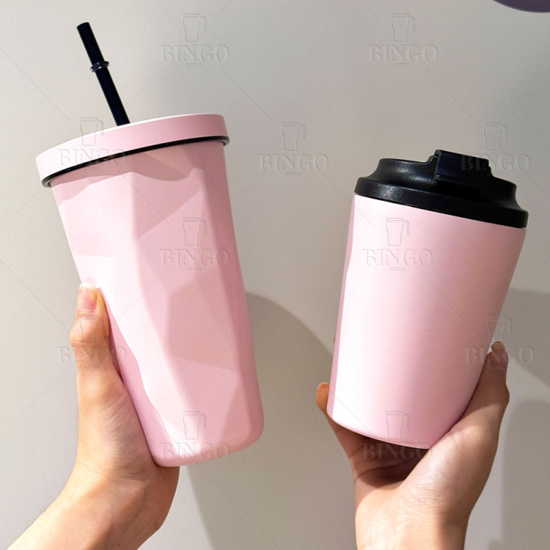 Portable Double Walled Stainless Steel 12oz Reusable Coffee Cup with Lid Leak-proof Travel Insulated Coffee Tumbler Mugs