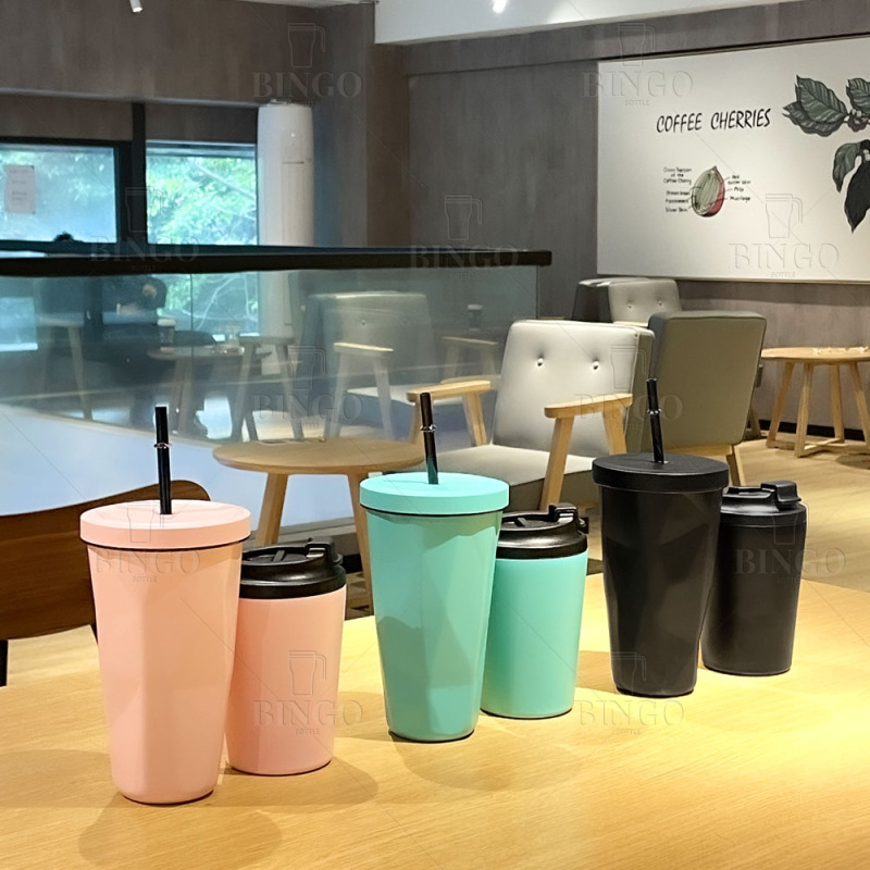 Portable Double Walled Stainless Steel 12oz Reusable Coffee Cup with Lid Leak-proof Travel Insulated Coffee Tumbler Mugs