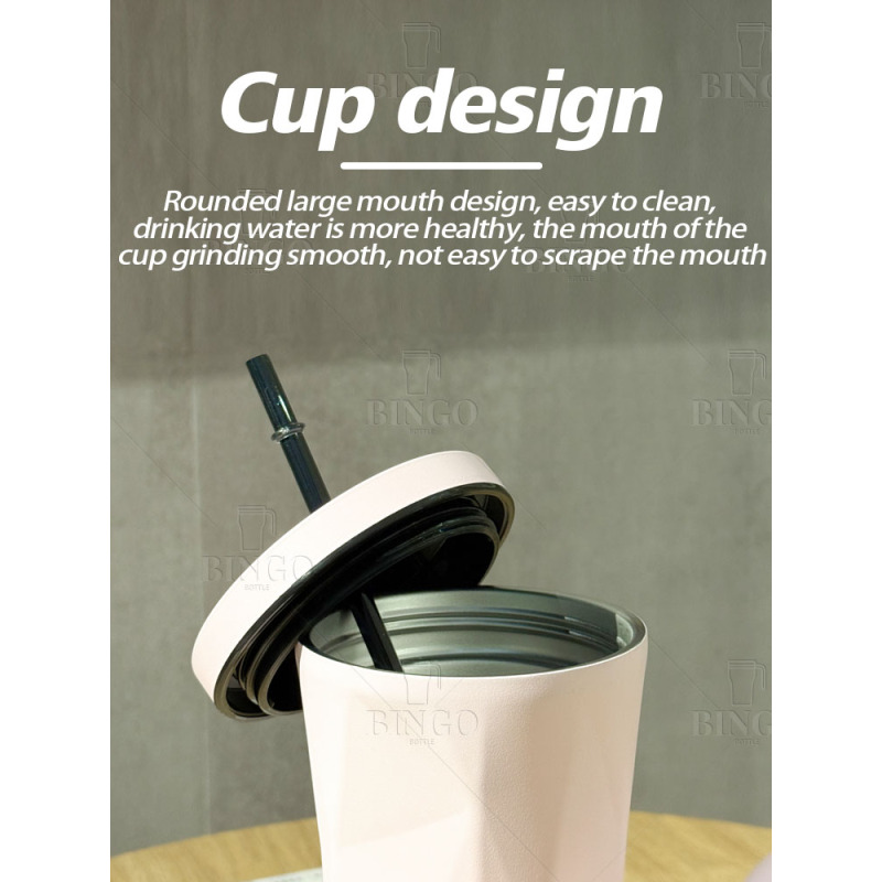 Portable Double Walled Stainless Steel 12oz Reusable Coffee Cup with Lid Leak-proof Travel Insulated Coffee Tumbler Mugs