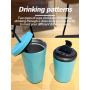 Portable Double Walled Stainless Steel 12oz Reusable Coffee Cup with Lid Leak-proof Travel Insulated Coffee Tumbler Mugs