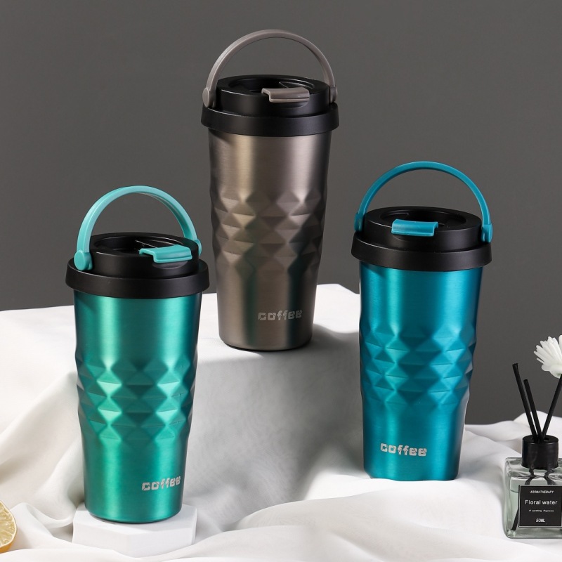 Manufacturers Wholesale Double Stainless Steel Car Cups Small Diamond Coffee Mug Travel Mug