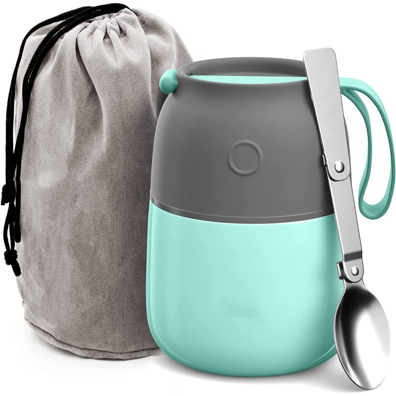 Double Wall Food Jar 304 Stainless Steel Vacuum Insulated Food Flask Soup Pot Food Thermos for Baby with Spoon