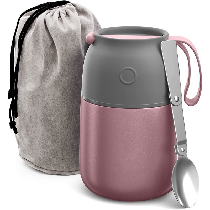 Double Wall Food Jar 304 Stainless Steel Vacuum Insulated Food Flask Soup Pot Food Thermos for Baby with Spoon