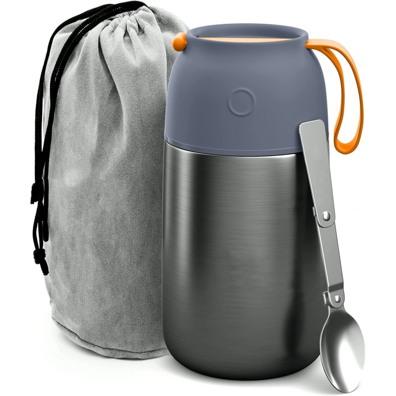 Double Wall Food Jar 304 Stainless Steel Vacuum Insulated Food Flask Soup Pot Food Thermos for Baby with Spoon