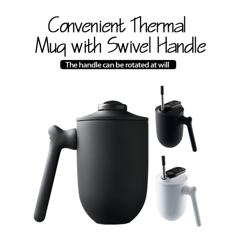 Shaker Bottle Gym Hot and Cold Thermal Cup Matte Black Stainless Steel Shaker Bottle Portable Fitness Exercise Bottle with Straw