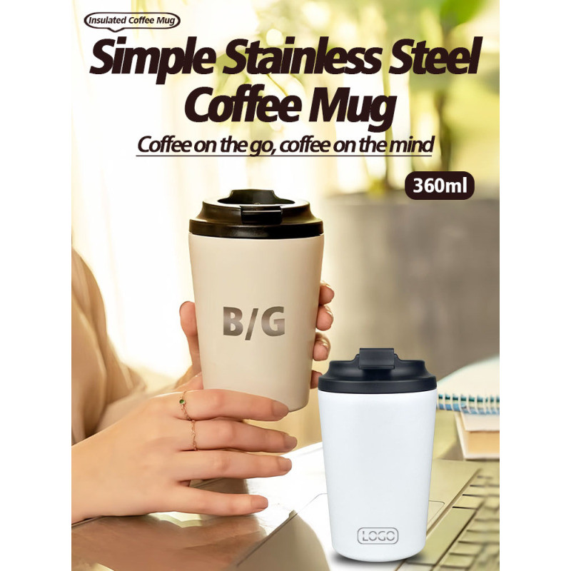 Wholesale Custom Double Wall Vacuum Metal Coffee Mugs Travel 360ml 12oz Stainless Steel Coffee Mug