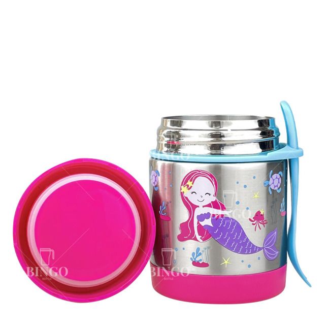 Soup Thermos for Hot Food Kids Lunch Thermos Kids Food Jar with Spoon Leak Proof Stainless Steel Wide Mouth
