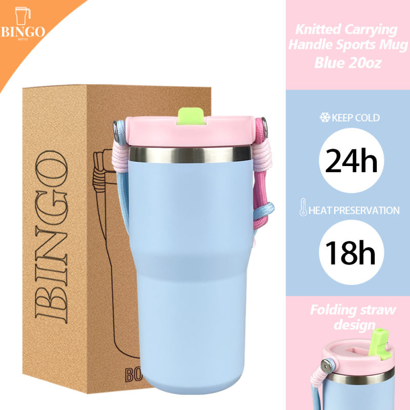 2024 New Customizable Colors  Custom Vacuum 20 Oz Tumbler With Handle Lid Adventure Stainless Steel Travel Bottles