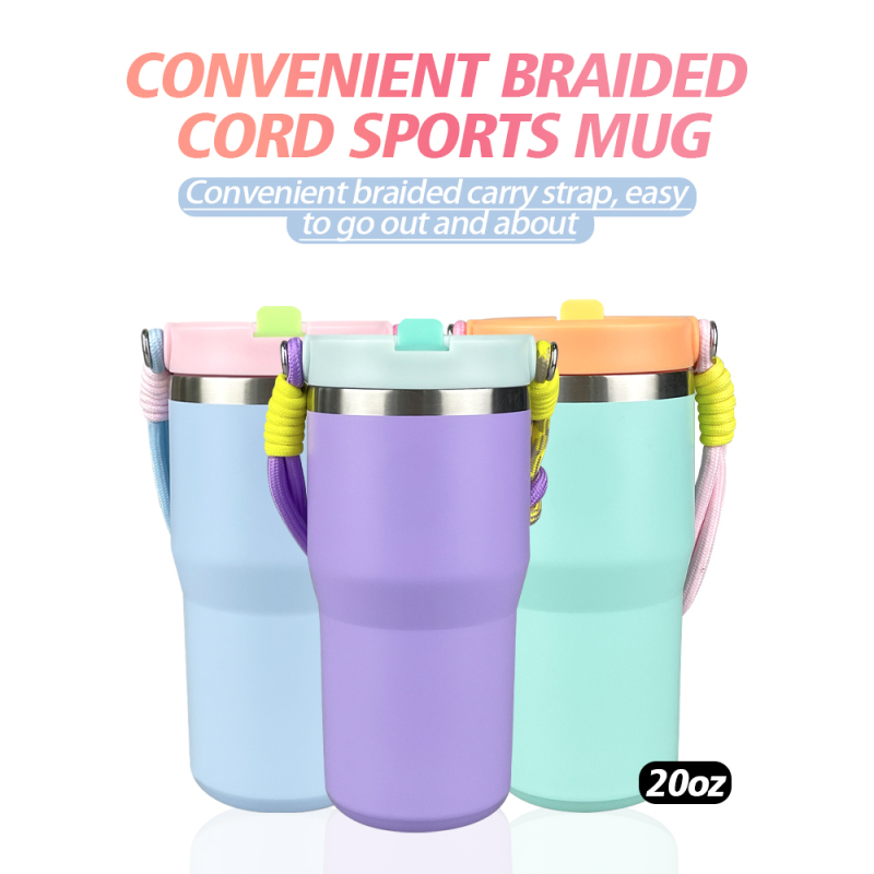 2024 New Customizable Colors  Custom Vacuum 20 Oz Tumbler With Handle Lid Adventure Stainless Steel Travel Bottles