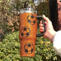 Football Large Capacity Crystal Stud Ice Cream Cups 304 Stainless Steel Giant Water Bottle Bling Handle Straw Insulated Cup