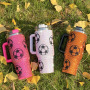 Football Large Capacity Crystal Stud Ice Cream Cups 304 Stainless Steel Giant Water Bottle Bling Handle Straw Insulated Cup