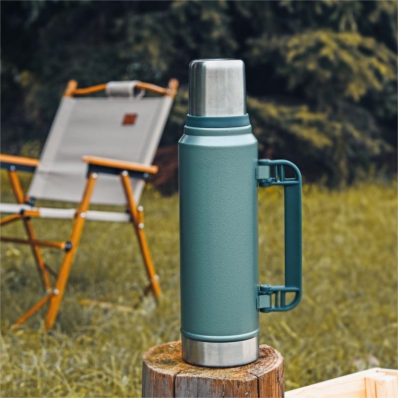 Wholesale Classic Outdoor Stainless Steel 1l Insulated Bottles Handle Wide Mouth Thermos Vacuum Travel Sports Water Bottles