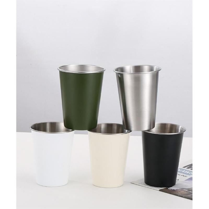 Wholesale 304 Stainless Steel Drinking 350ml 500ml Capacity Single Layer Beer Cup Portable Drinking Cup