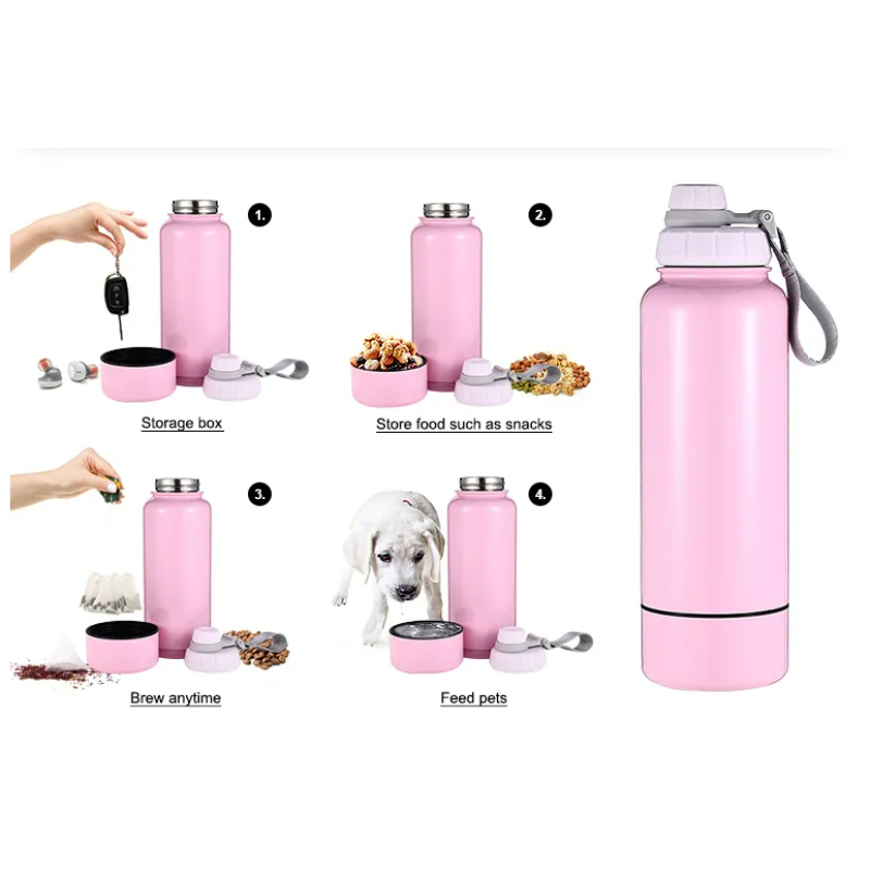 Sports Water Bottle 32 oz 2-in-1 Double Wall Stainless Steel Drinking Insulated Water Bottle with Storage Case With Lid