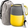 Vacuum Insulated Food Jar 12oz Thermos Includes Folding Spoon, Bag and Cup Lunch Container for Kids and Adults