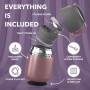 Vacuum Insulated Food Jar 12oz Thermos Includes Folding Spoon, Bag and Cup Lunch Container for Kids and Adults