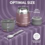 Vacuum Insulated Food Jar 12oz Thermos Includes Folding Spoon, Bag and Cup Lunch Container for Kids and Adults