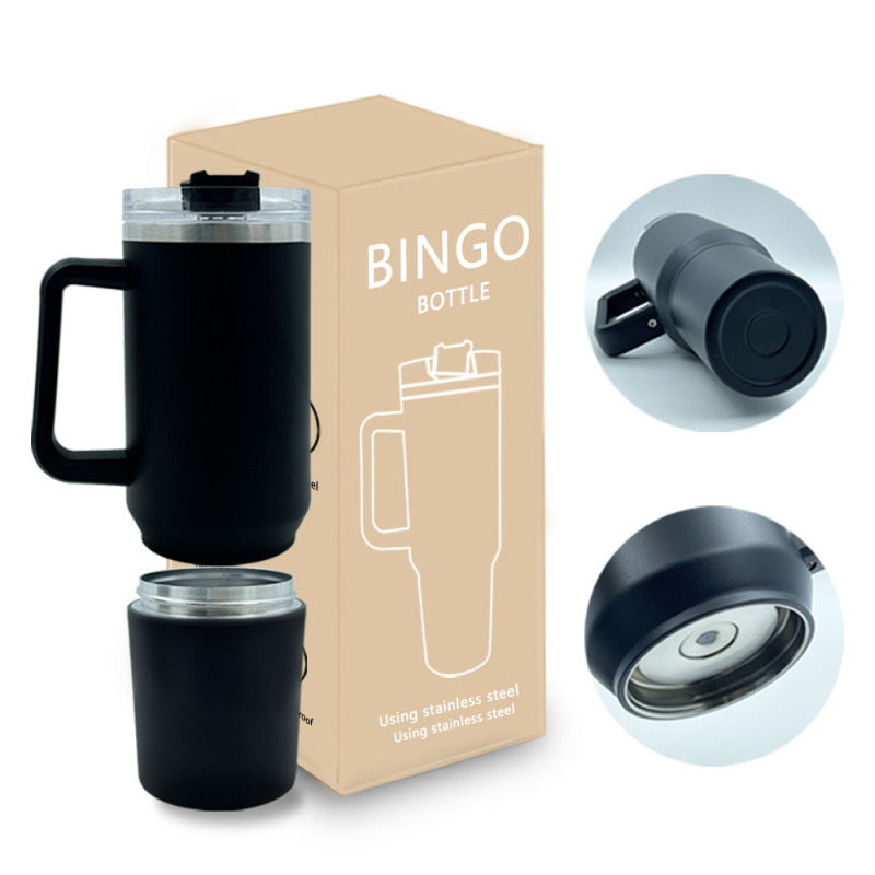 Popular Wholesale  40oz Stainless Steel Tumbler with Two Snack Storage Compartment Customized Water Mug with Lid and Straw