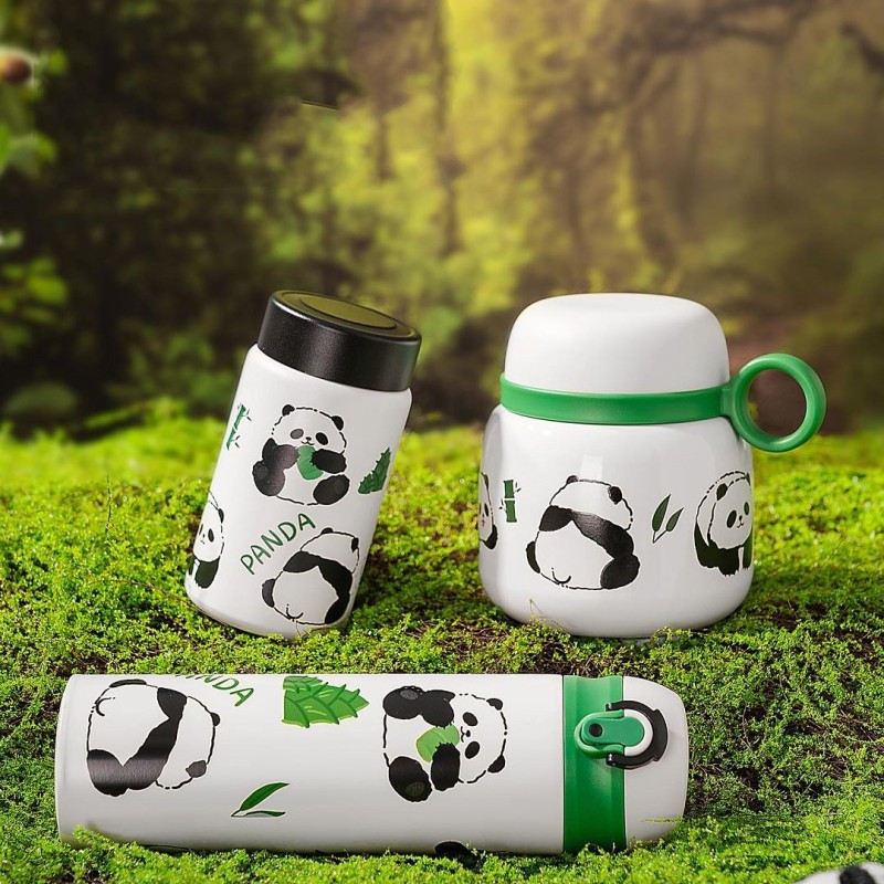 New Product Ideas 2024  Carholder Thermos Panda Mug 18/8 Stainless Steel 12oz Branded Coffee Tumbler with Lid and Straw