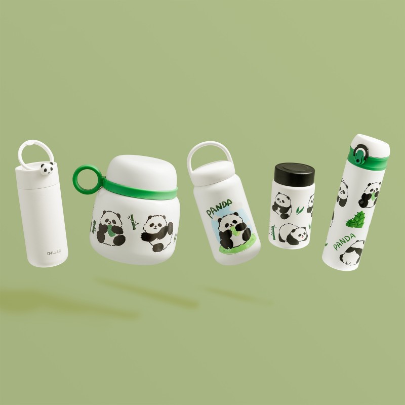 New Product Ideas 2024  Carholder Thermos Panda Mug 18/8 Stainless Steel 12oz Branded Coffee Tumbler with Lid and Straw