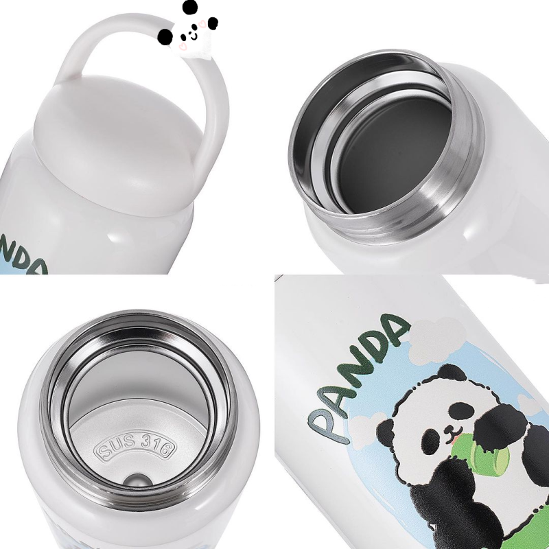New Product Ideas 2024  Carholder Thermos Panda Mug 18/8 Stainless Steel 12oz Branded Coffee Tumbler with Lid and Straw