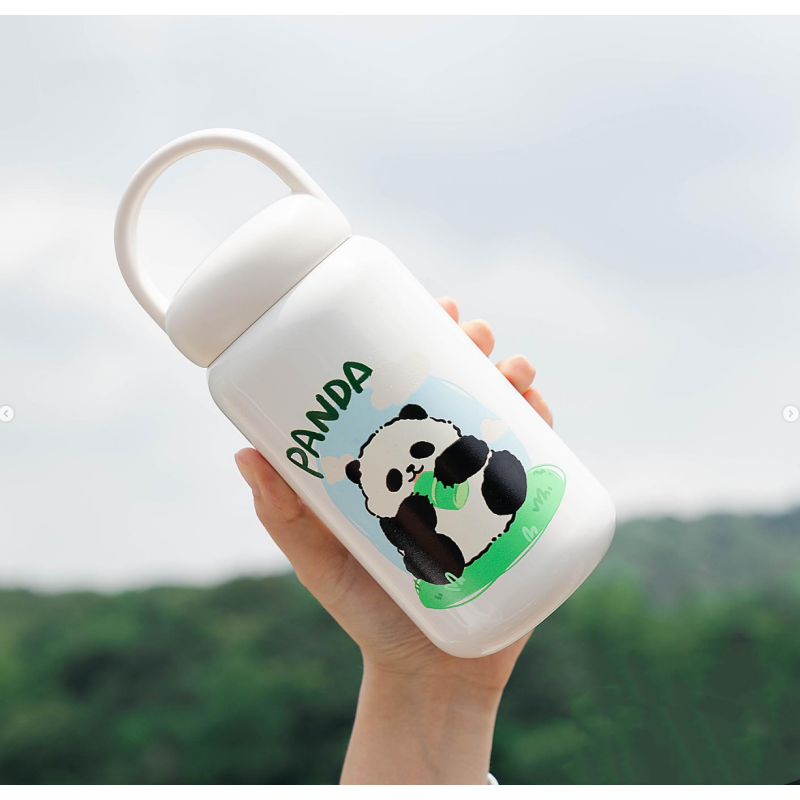 New Product Ideas 2024  Carholder Thermos Panda Mug 18/8 Stainless Steel 12oz Branded Coffee Tumbler with Lid and Straw