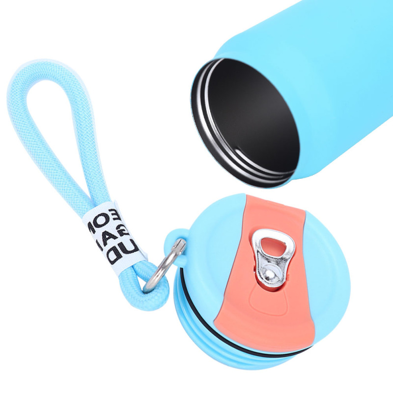 New Rubber Coating Double Wall Stainless Steel Soda Beer Can Shaped Water Bottle 500ml Portable Water Cup Straight Drink Gift