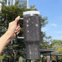 Wholesale Rhinestone 40oz Tumbler Adventure Travel Tumbler with Straw Stainless Steel Vacuum 40oz Tumbler with Handle