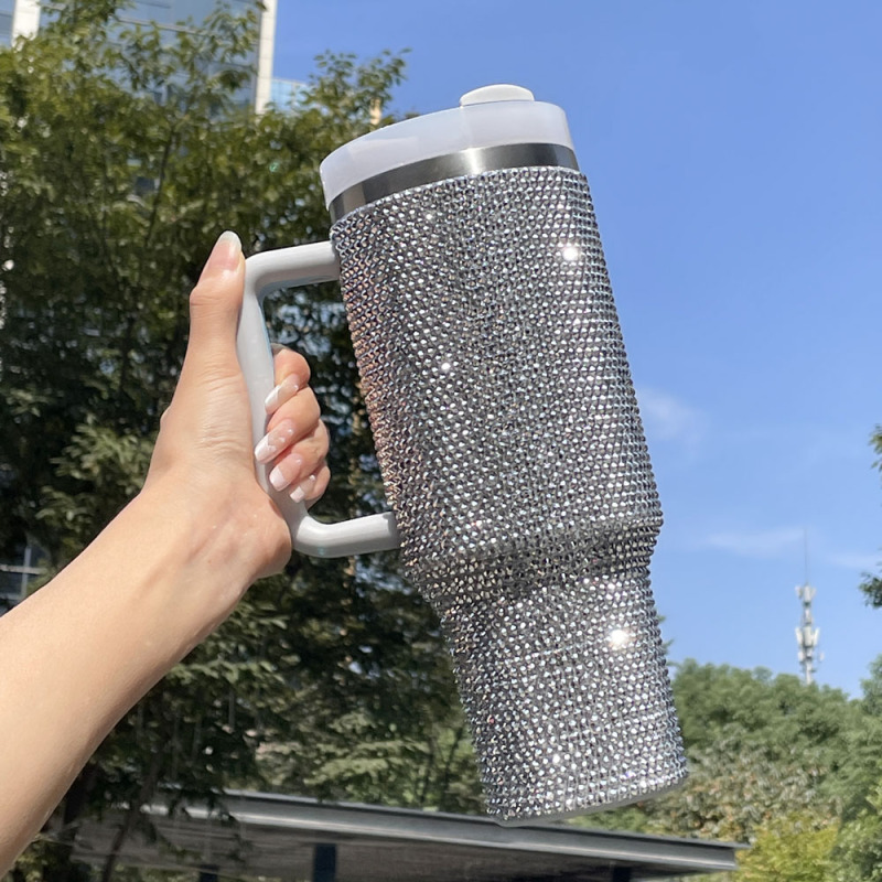 Wholesale Rhinestone 40oz Tumbler Adventure Travel Tumbler with Straw Stainless Steel Vacuum 40oz Tumbler with Handle