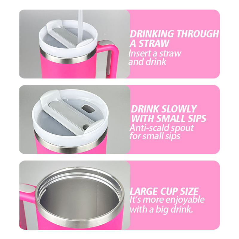 New Design 40oz Water Bottle with Handle Multifunctional Double Wall Insulated Stainless Steel Storage Tumbler 2 in 1 Mug