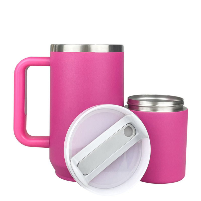 New Design 40oz Water Bottle with Handle Multifunctional Double Wall Insulated Stainless Steel Storage Tumbler 2 in 1 Mug