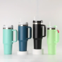 Recyclable Double Walled 40 oz H2.0 Tumbler Wholesale 40oz Stainless Steel Insulated Vacuum Tumbler with Handle Lid and Straw