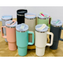 Recyclable Double Walled 40 oz H2.0 Tumbler Wholesale 40oz Stainless Steel Insulated Vacuum Tumbler with Handle Lid and Straw