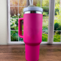 Recyclable Double Walled 40 oz H2.0 Tumbler Wholesale 40oz Stainless Steel Insulated Vacuum Tumbler with Handle Lid and Straw