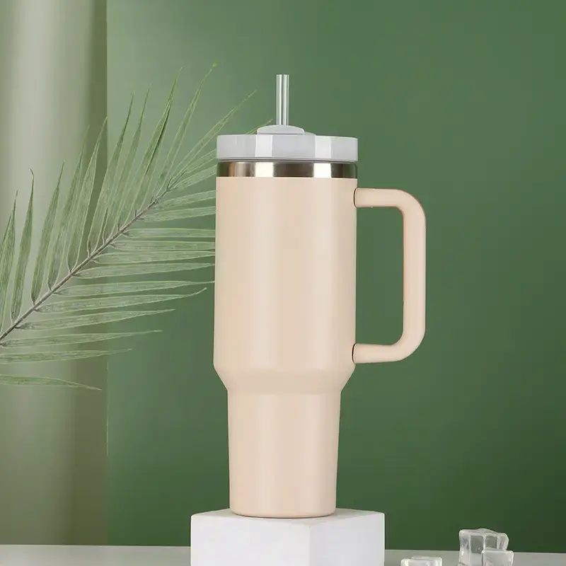 Recyclable Double Walled 40 oz H2.0 Tumbler Wholesale 40oz Stainless Steel Insulated Vacuum Tumbler with Handle Lid and Straw