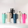 Recyclable Double Walled 40 oz H2.0 Tumbler Wholesale 40oz Stainless Steel Insulated Vacuum Tumbler with Handle Lid and Straw