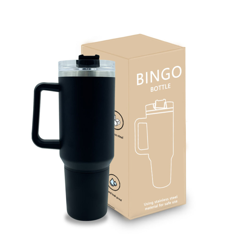 New Style Customized Water Mug with Lid 40oz Double Wall Insulated Stainless Steel Tumbler with Two Snack Storage Compartment