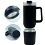 New Style Customized Water Mug with Lid 40oz Double Wall Insulated Stainless Steel Tumbler with Two Snack Storage Compartment