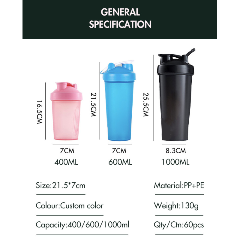 Wholesale 20oz 30oz Sports Water Bottle BPA Free Plastic Bottle Protein Shakes Blender Shaker With Mix Ball