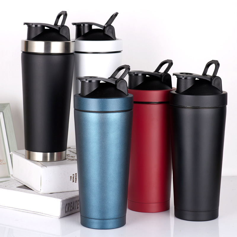 Eco Friendly Custom Logo Double Wall Stainless Steel Protein Shakers Shaker Bottle 750ml 500ml Metal Shaker Bottle
